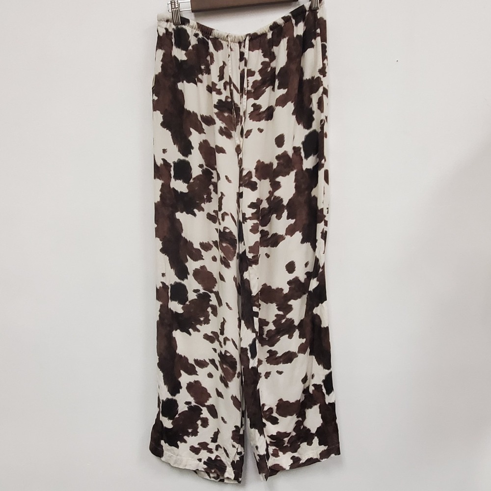 Sincerely Jules Womens Cow Print Wide Leg Pants Size L Country Festival Cowgirl